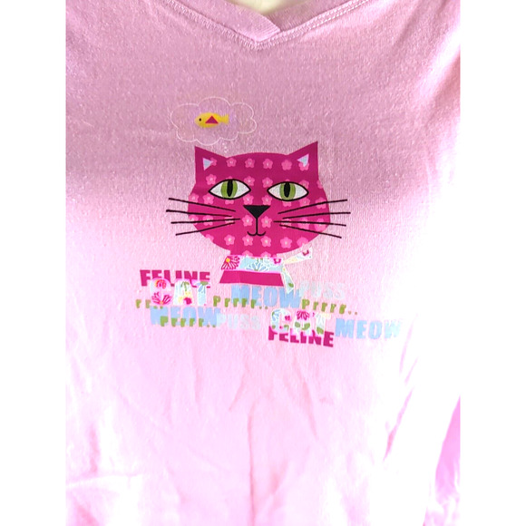Joe Boxer Women's Size large Pink T Shirt Long Sleeve Cat - Picture 3 of 6